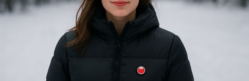 Femme dehors en hiver avec une veste chauffante noire